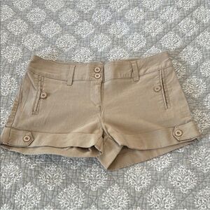 Jeknit Rolled Buttoned Stretch Tan Chino Shorts